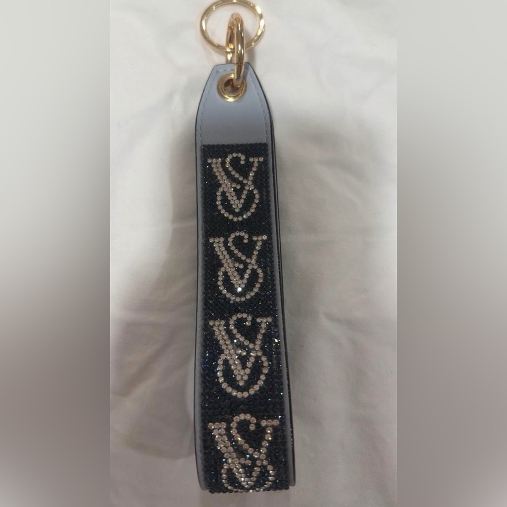 Blue Victoria Secret Wristlet Strap Keychain